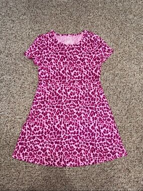 Epic Threads Pink Leopard Print A-Line Short Sleeve Dress- Girls